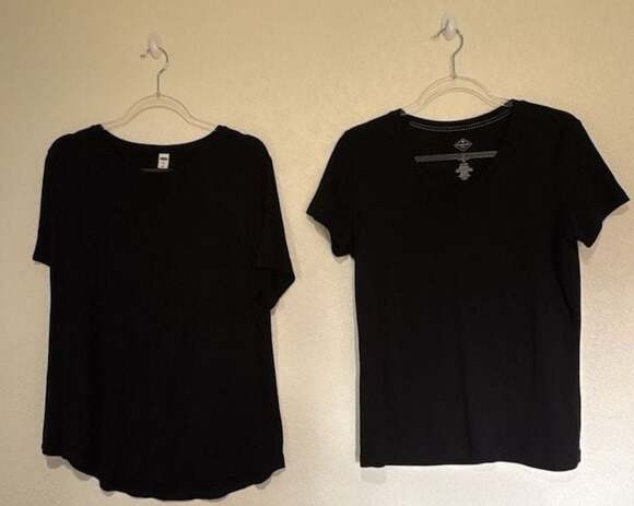 Old Navy and St. John's Bay Tops - Lot of 2 Basic Black Short-Sleeve T-Shirts (Old Navy and St. John's Bay)